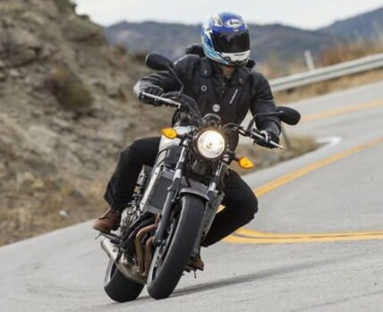 Riding a motorcycle