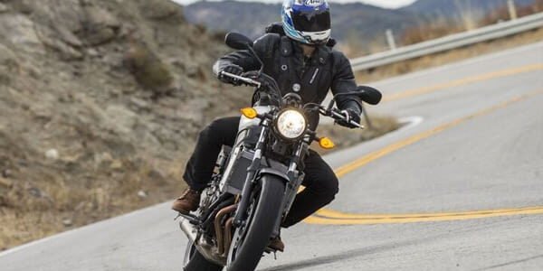 Riding a motorcycle
