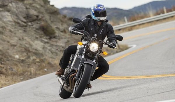 Riding a motorcycle